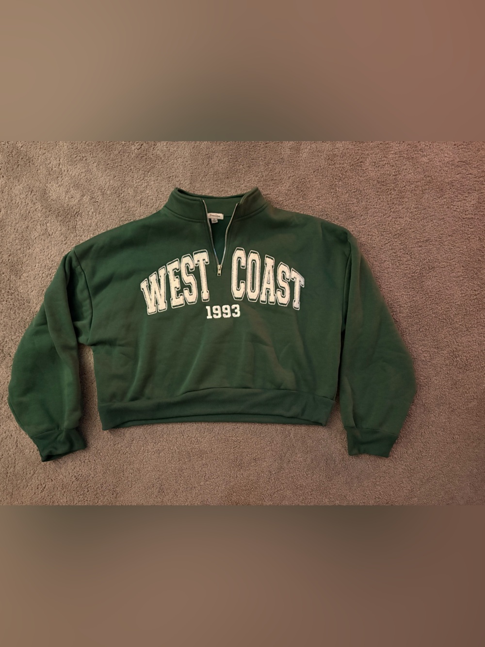West Coast 1993 Green Half-Zip Pullover Sweatshirt